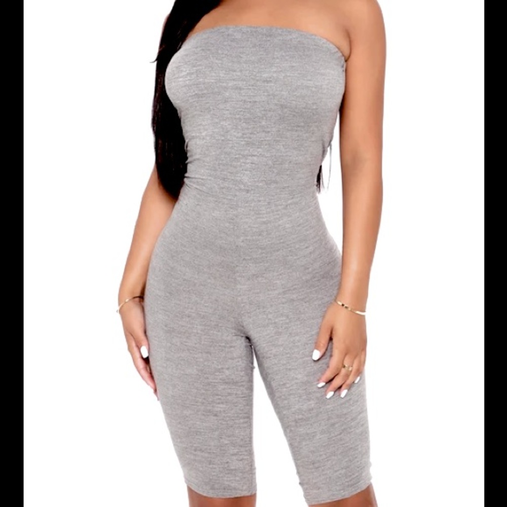 SOLD - ‼️GREY LONG BIKER SHORTS ROMPER‼️